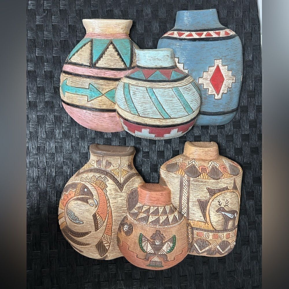 Set of two Frankies Designs 1990 vintage Western Pottery wall decorations